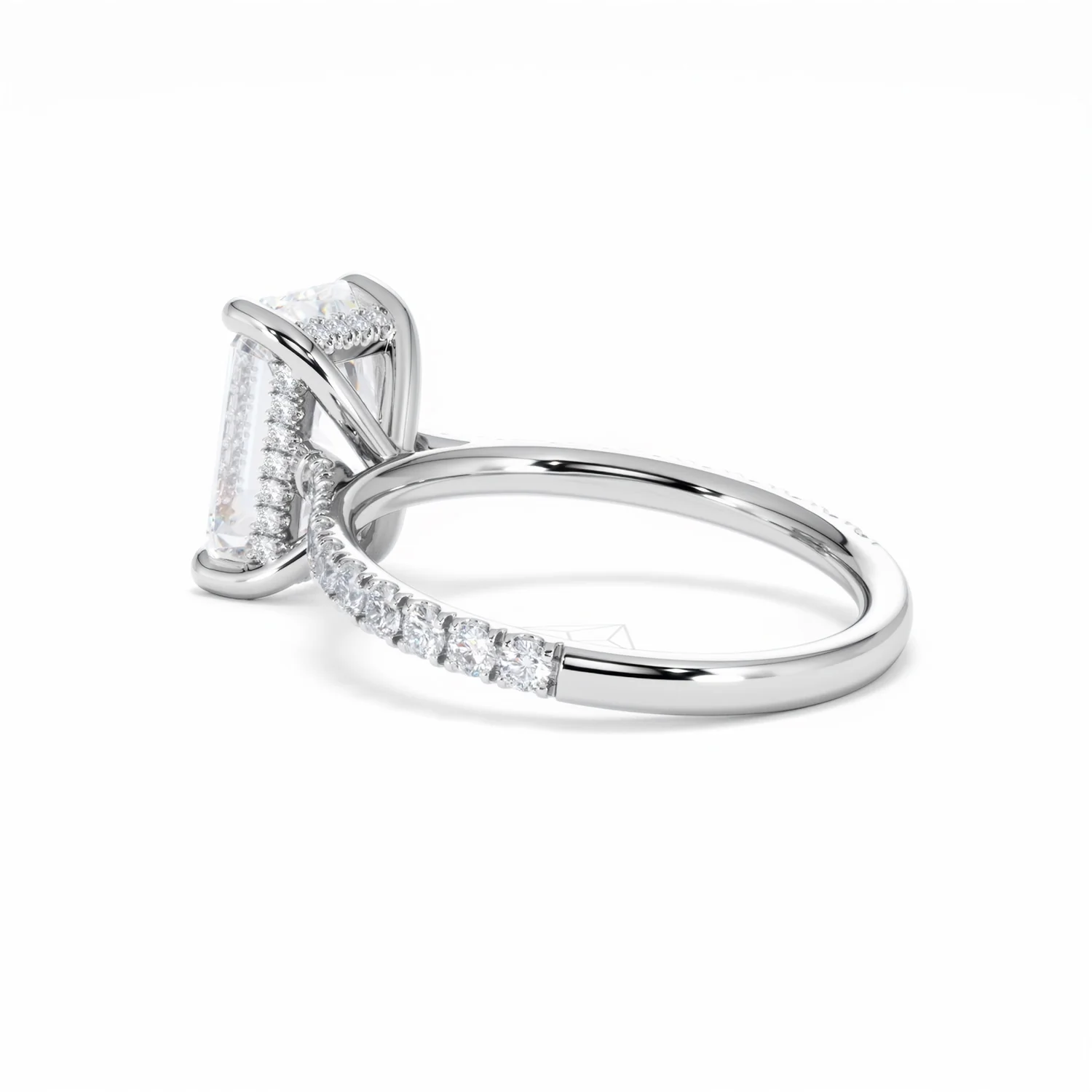 Amora Radiant 3.00ct Hidden Halo Lab Diamond Engagement Ring With Side Stones Set in 18K White Gold - Image 61