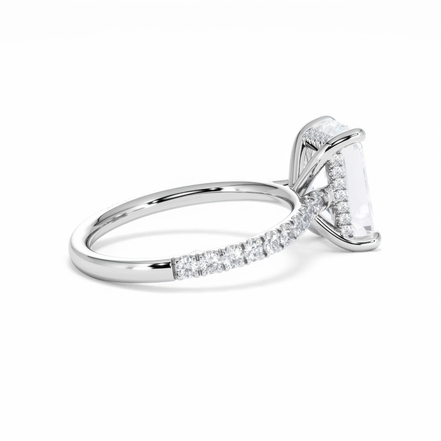 Amora Radiant 3.00ct Hidden Halo Lab Diamond Engagement Ring With Side Stones Set in Platinum - Image 35