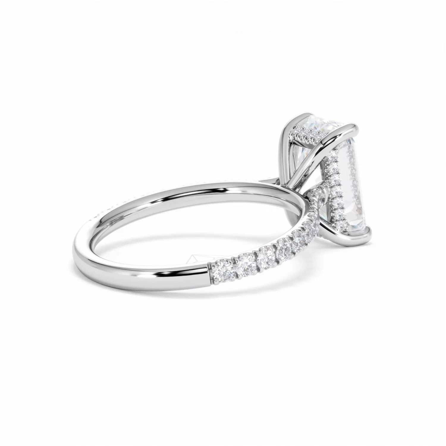 Amora Radiant 3.00ct Hidden Halo Lab Diamond Engagement Ring With Side Stones Set in Platinum - Image 38