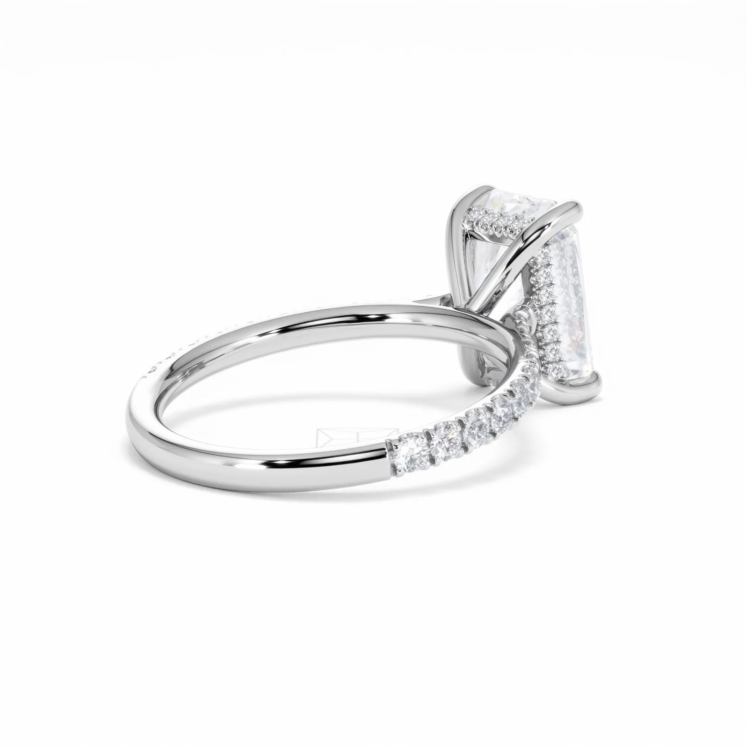 Amora Radiant 3.00ct Hidden Halo Lab Diamond Engagement Ring With Side Stones Set in Platinum - Image 40