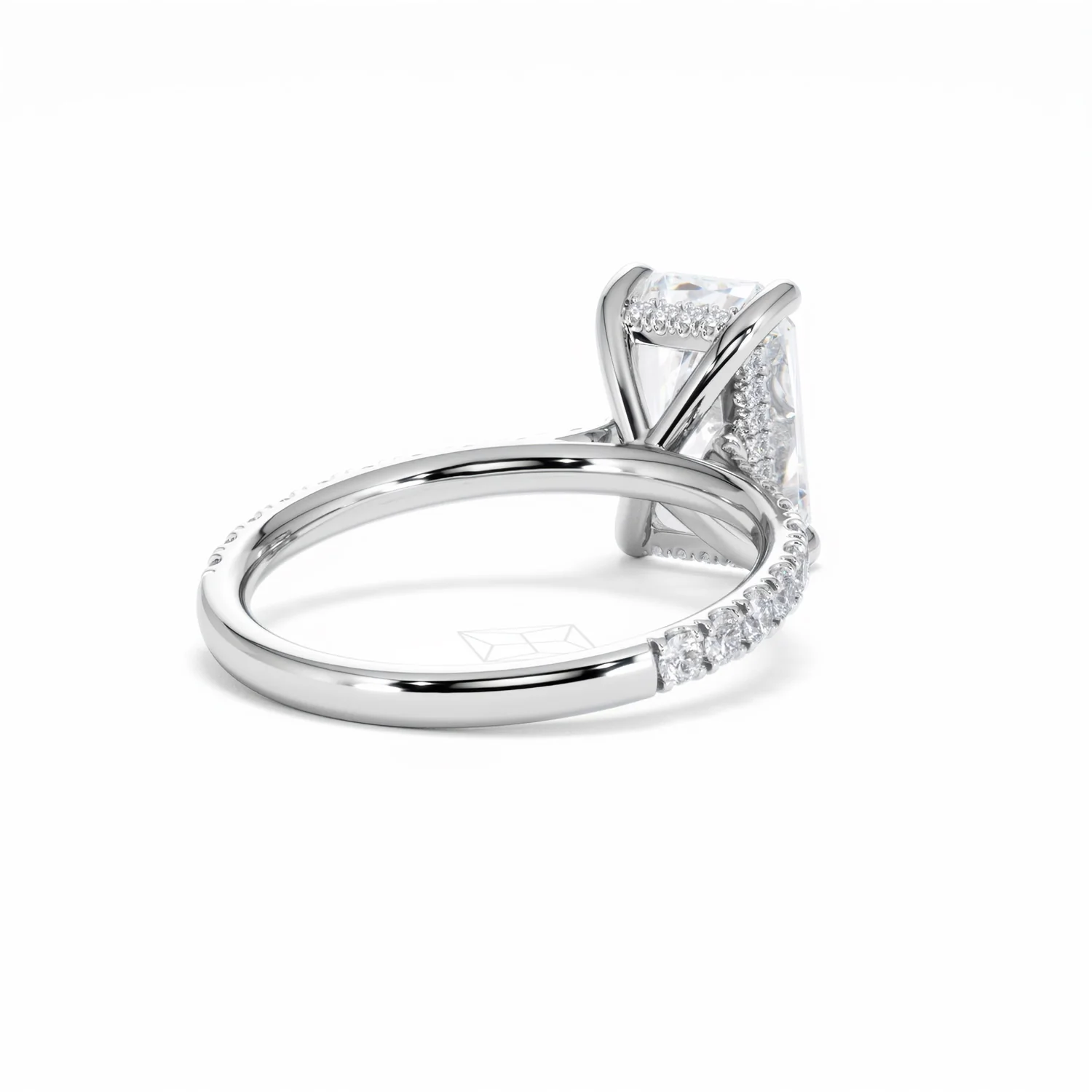 Amora Radiant 3.00ct Hidden Halo Lab Diamond Engagement Ring With Side Stones Set in Platinum - Image 43