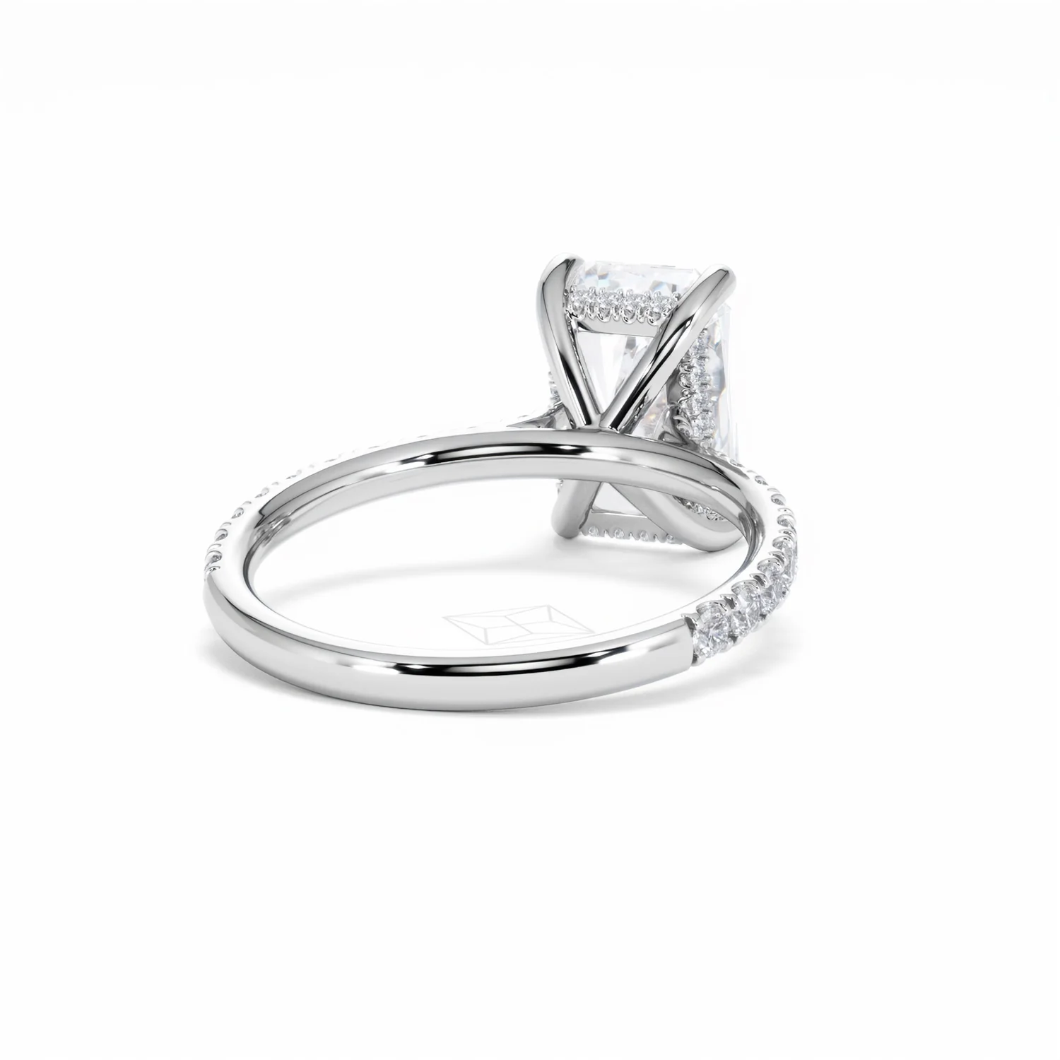 Amora Radiant 3.00ct Hidden Halo Lab Diamond Engagement Ring With Side Stones Set in Platinum - Image 45