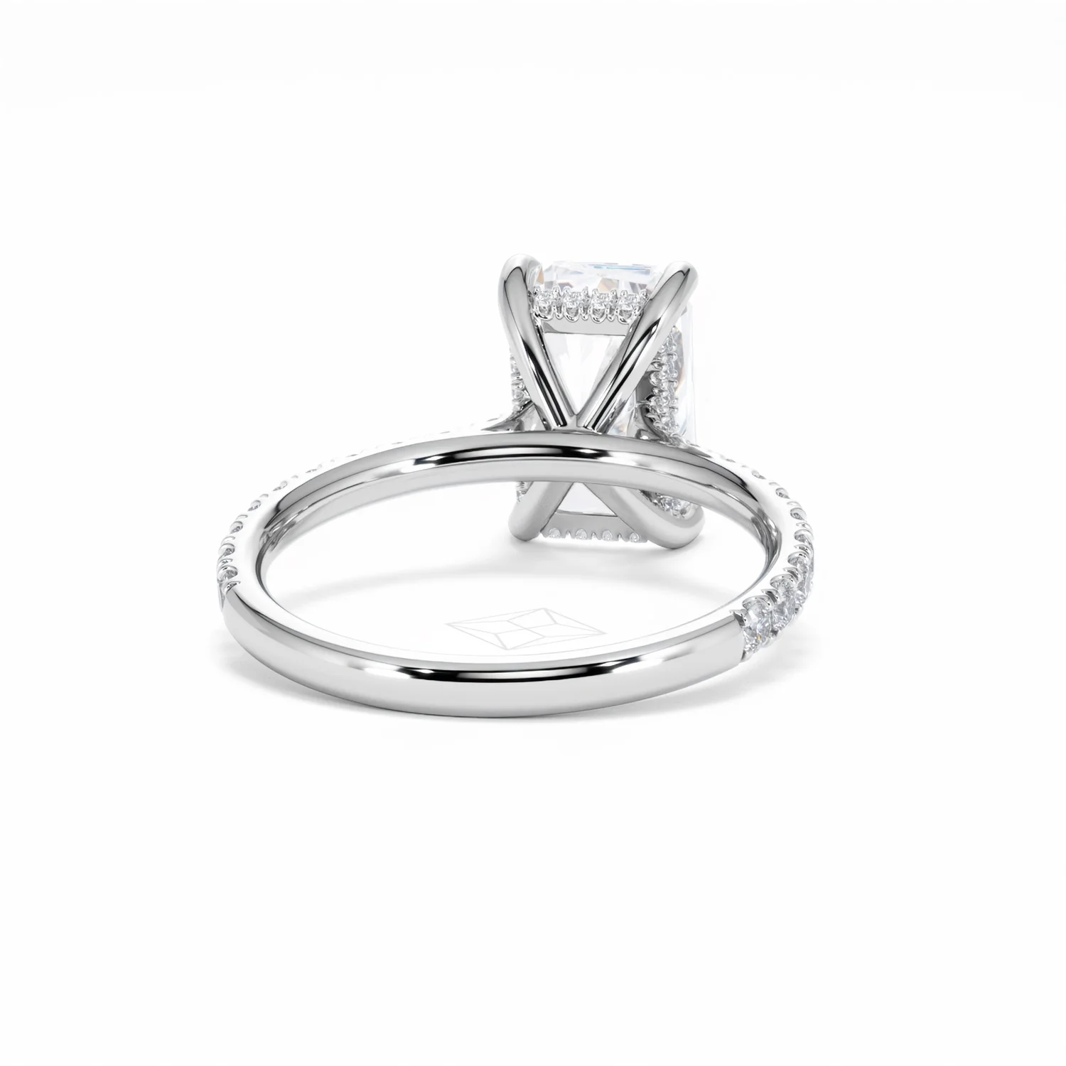 Amora Radiant 3.00ct Hidden Halo Lab Diamond Engagement Ring With Side Stones Set in Platinum - Image 47