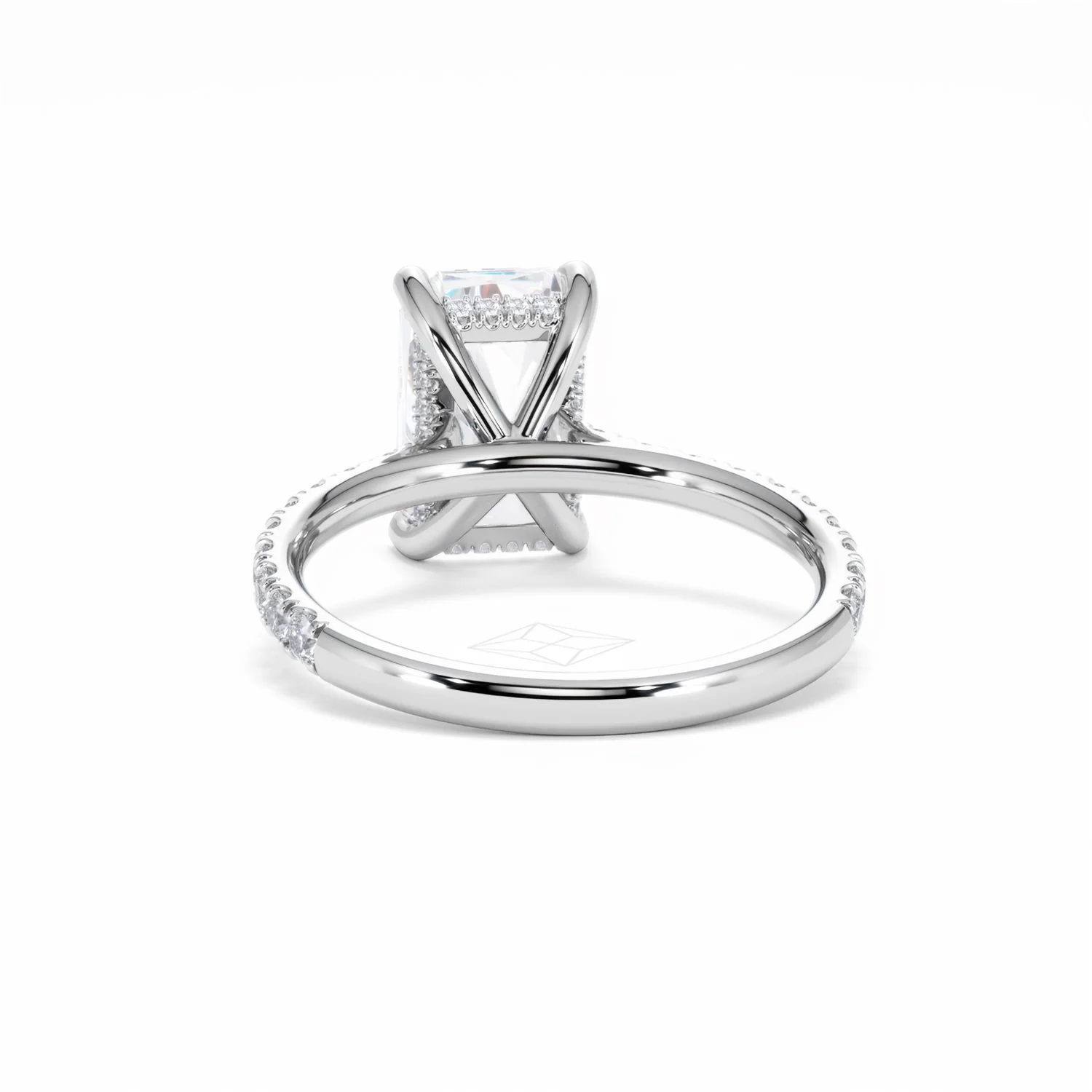 Amora Radiant 3.00ct Hidden Halo Lab Diamond Engagement Ring With Side Stones Set in Platinum - Image 52