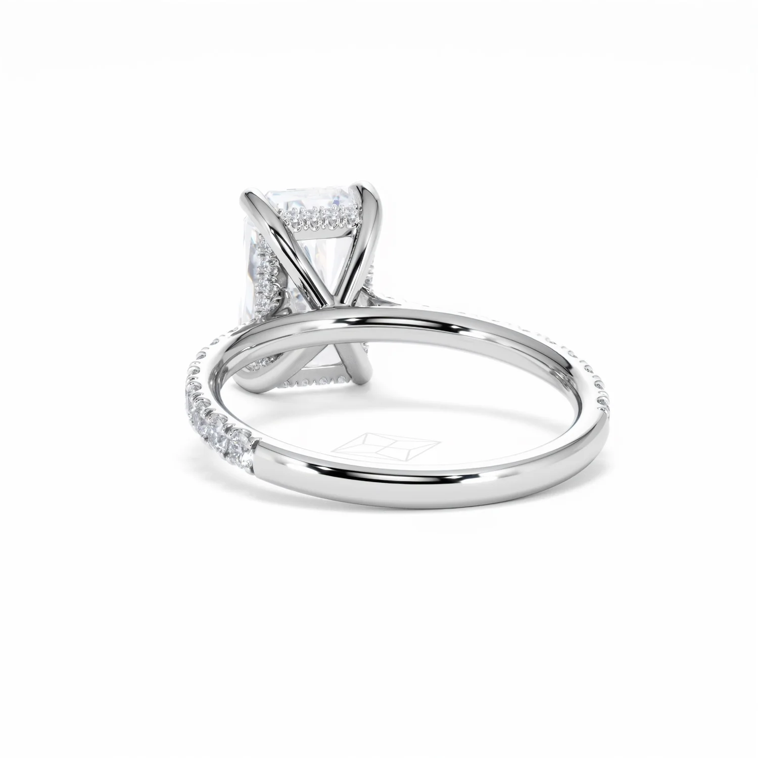 Amora Radiant 3.00ct Hidden Halo Lab Diamond Engagement Ring With Side Stones Set in Platinum - Image 54