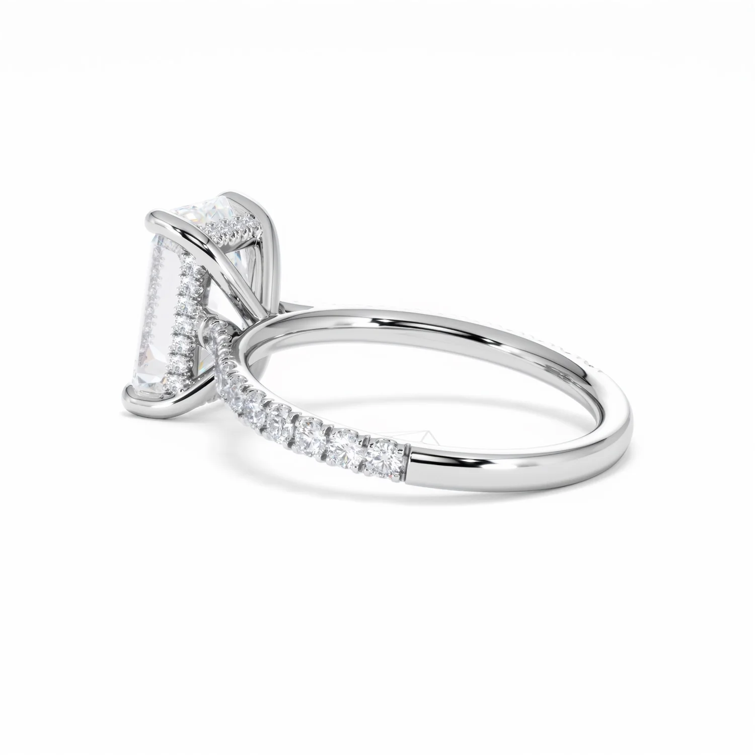 Amora Radiant 3.00ct Hidden Halo Lab Diamond Engagement Ring With Side Stones Set in Platinum - Image 62