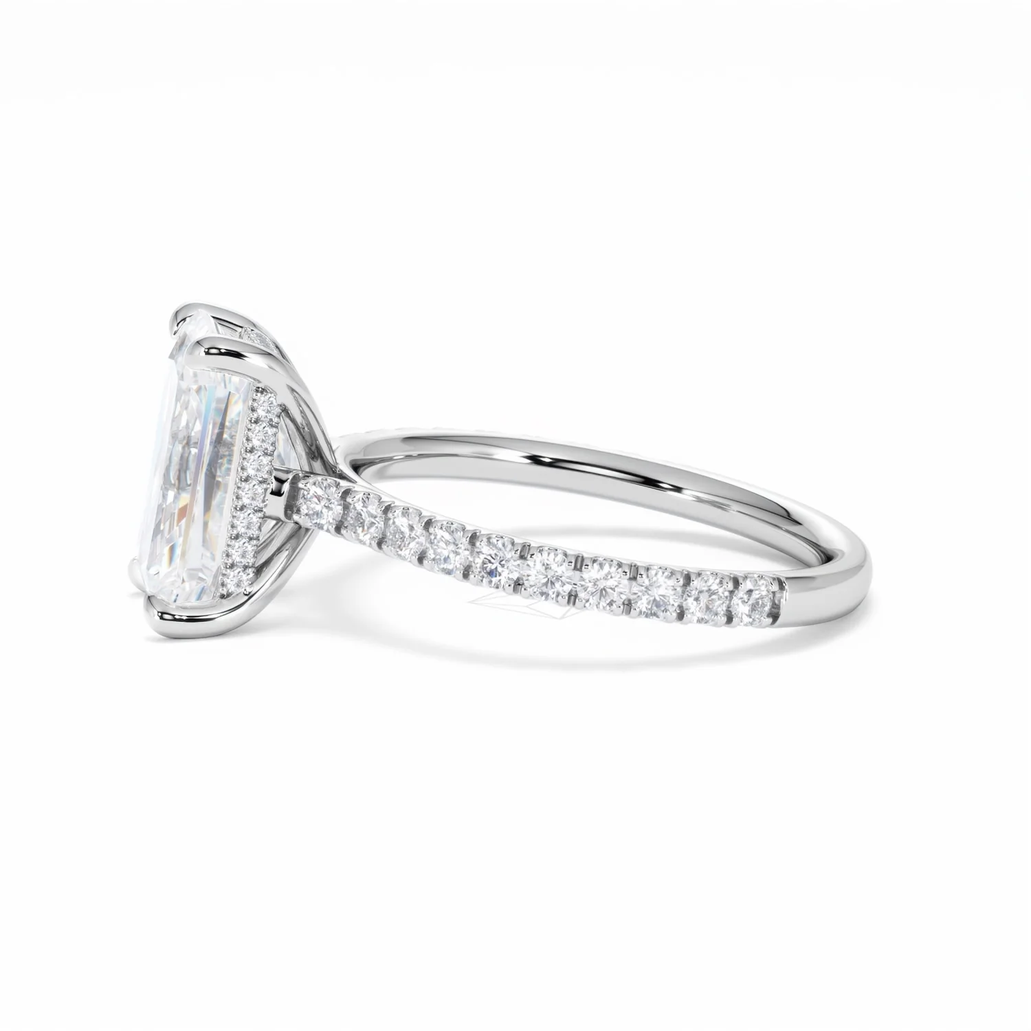 Amora Radiant 3.00ct Hidden Halo Lab Diamond Engagement Ring With Side Stones Set in Platinum - Image 72
