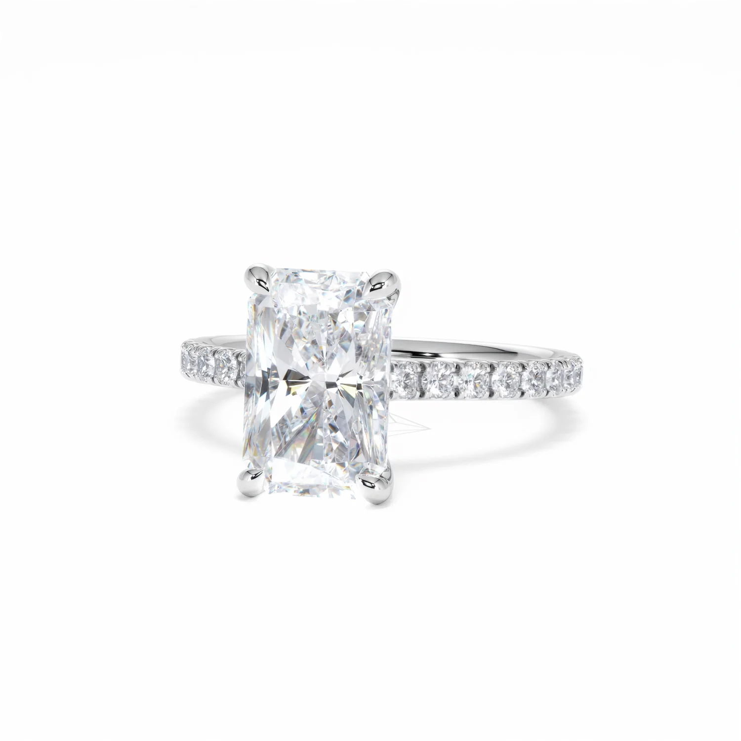 Amora Radiant 3.00ct Hidden Halo Lab Diamond Engagement Ring With Side Stones Set in Platinum - Image 87