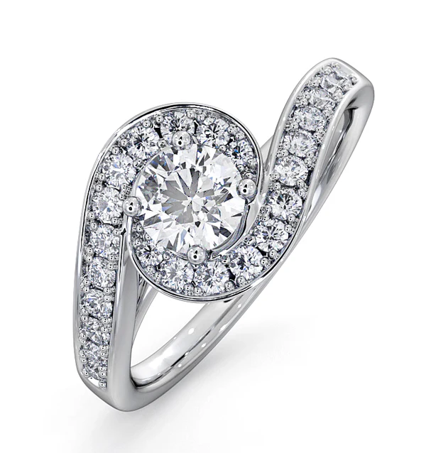 Anais Diamond Engagement Halo Ring Platinum 0.82CT G/VS1
