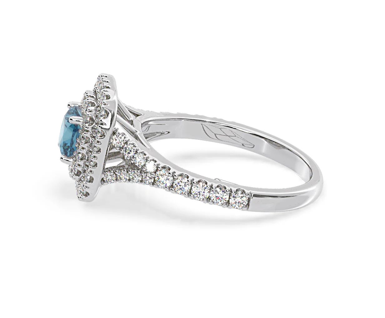 Anastasia Blue Lab Diamond 1.30ct Halo Ring in 18K White Gold - Elara Collection - Image 26