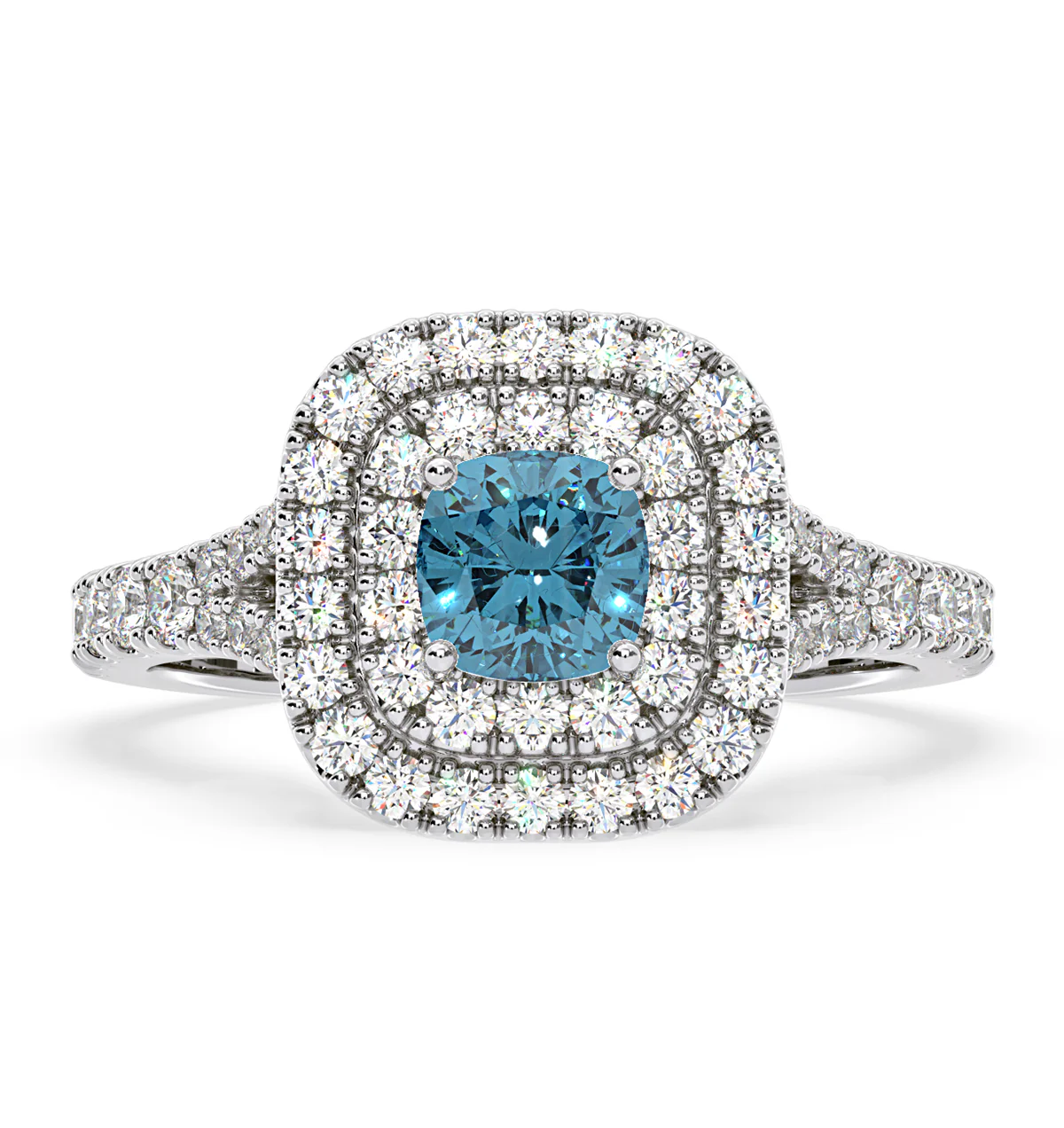 Anastasia Blue Lab Diamond 1.30ct Halo Ring in 18K White Gold - Elara Collection - Image 3