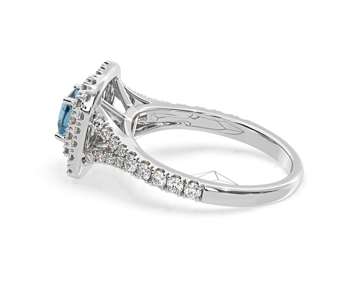 Anastasia Blue Lab Diamond 1.30ct Halo Ring in 18K White Gold - Elara Collection - Image 30