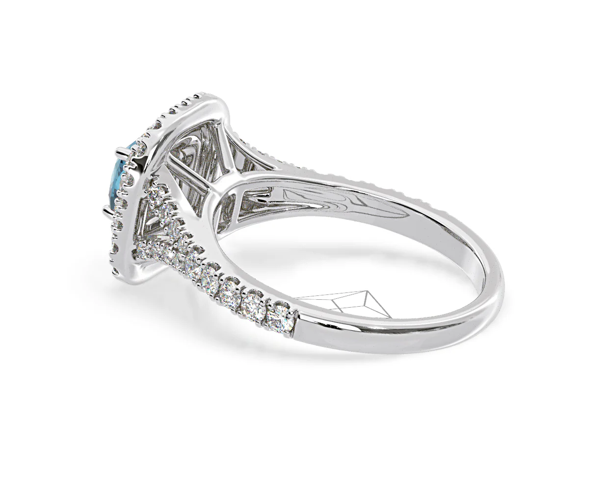 Anastasia Blue Lab Diamond 1.30ct Halo Ring in 18K White Gold - Elara Collection - Image 33