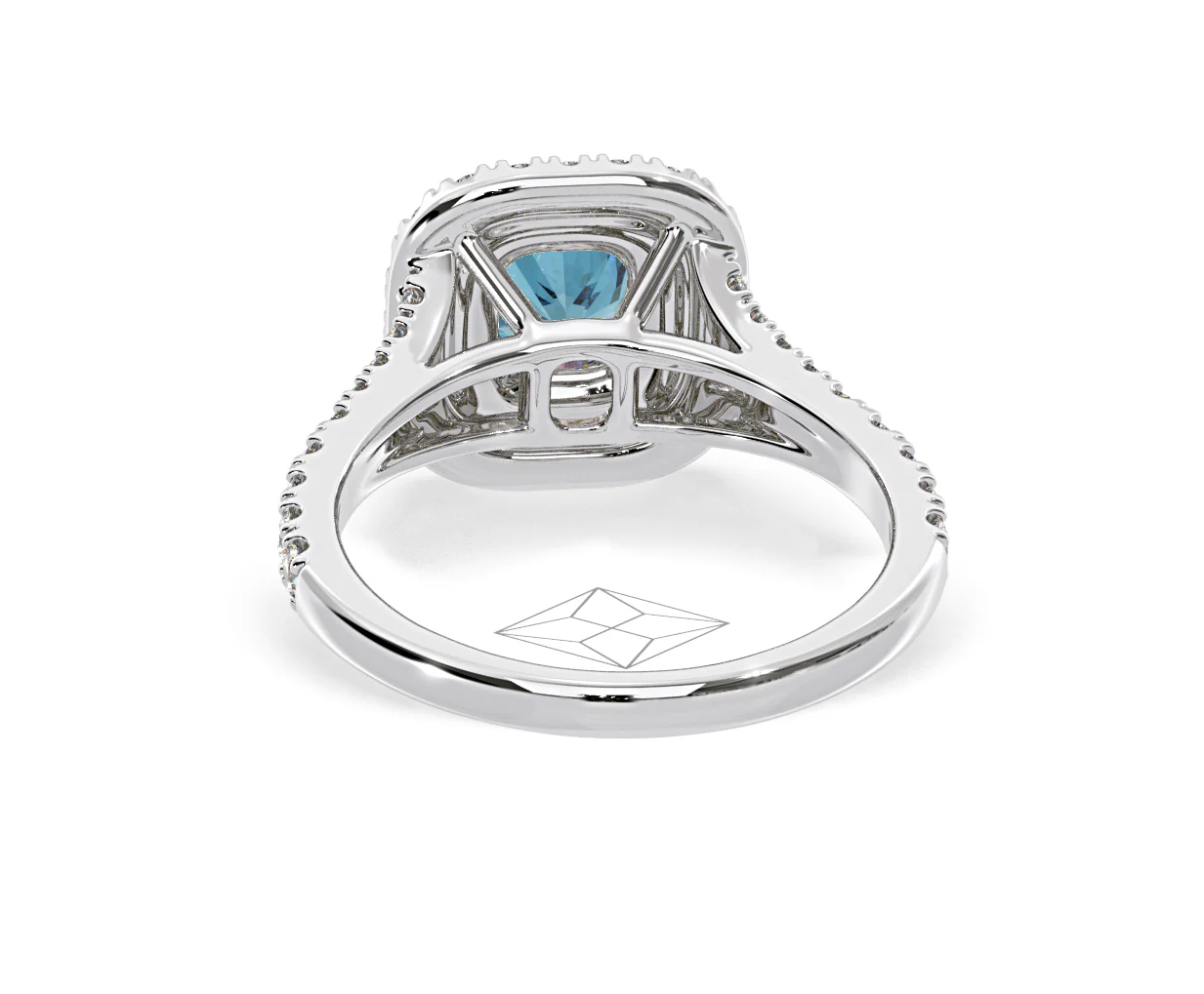 Anastasia Blue Lab Diamond 1.30ct Halo Ring in 18K White Gold - Elara Collection - Image 45