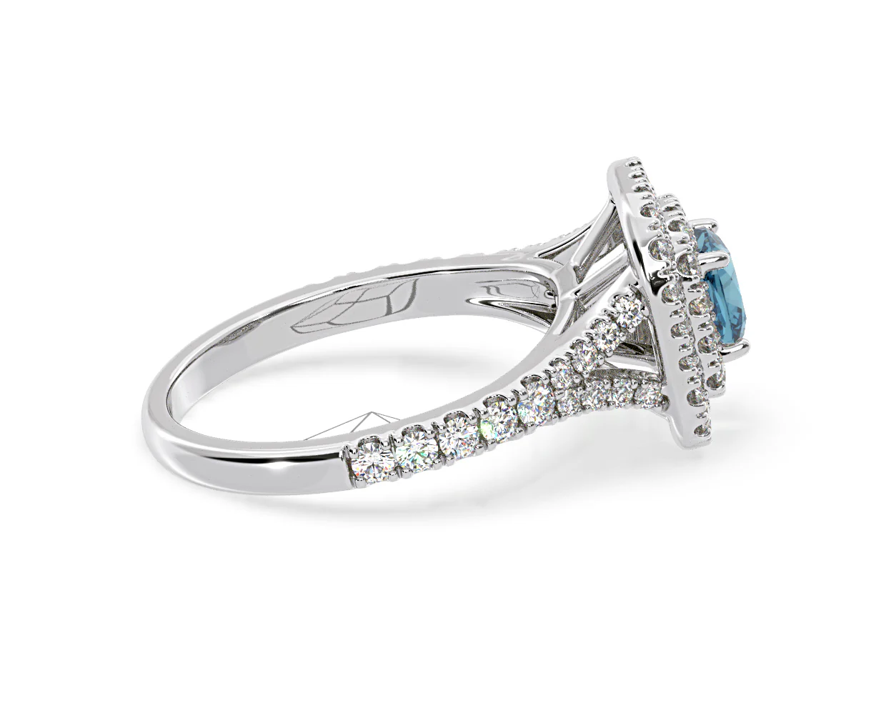 Anastasia Blue Lab Diamond 1.30ct Halo Ring in 18K White Gold - Elara Collection - Image 65