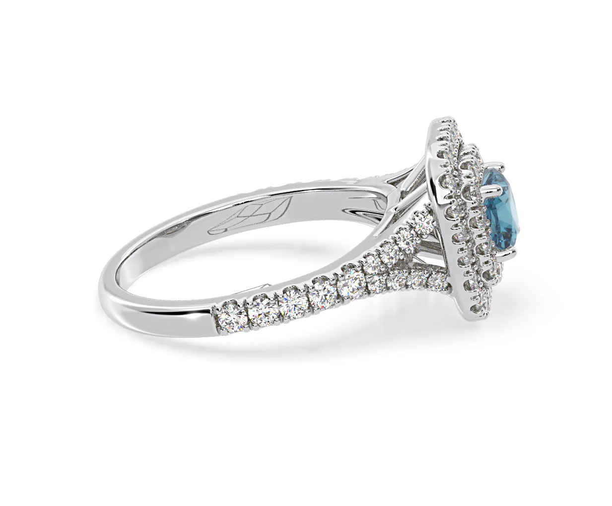 Anastasia Blue Lab Diamond 1.30ct Halo Ring in 18K White Gold - Elara Collection - Image 67