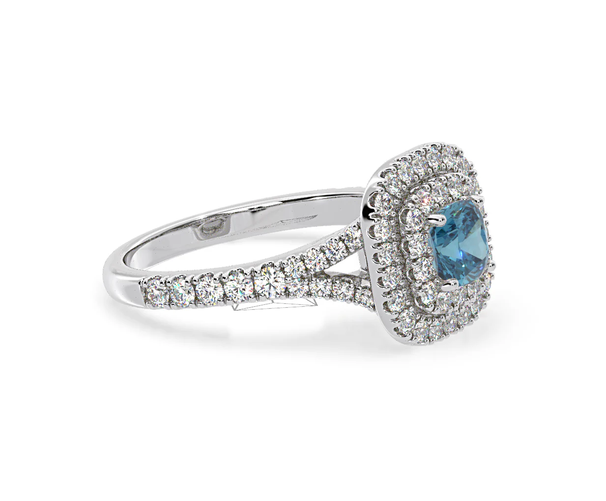Anastasia Blue Lab Diamond 1.30ct Halo Ring in 18K White Gold - Elara Collection - Image 74
