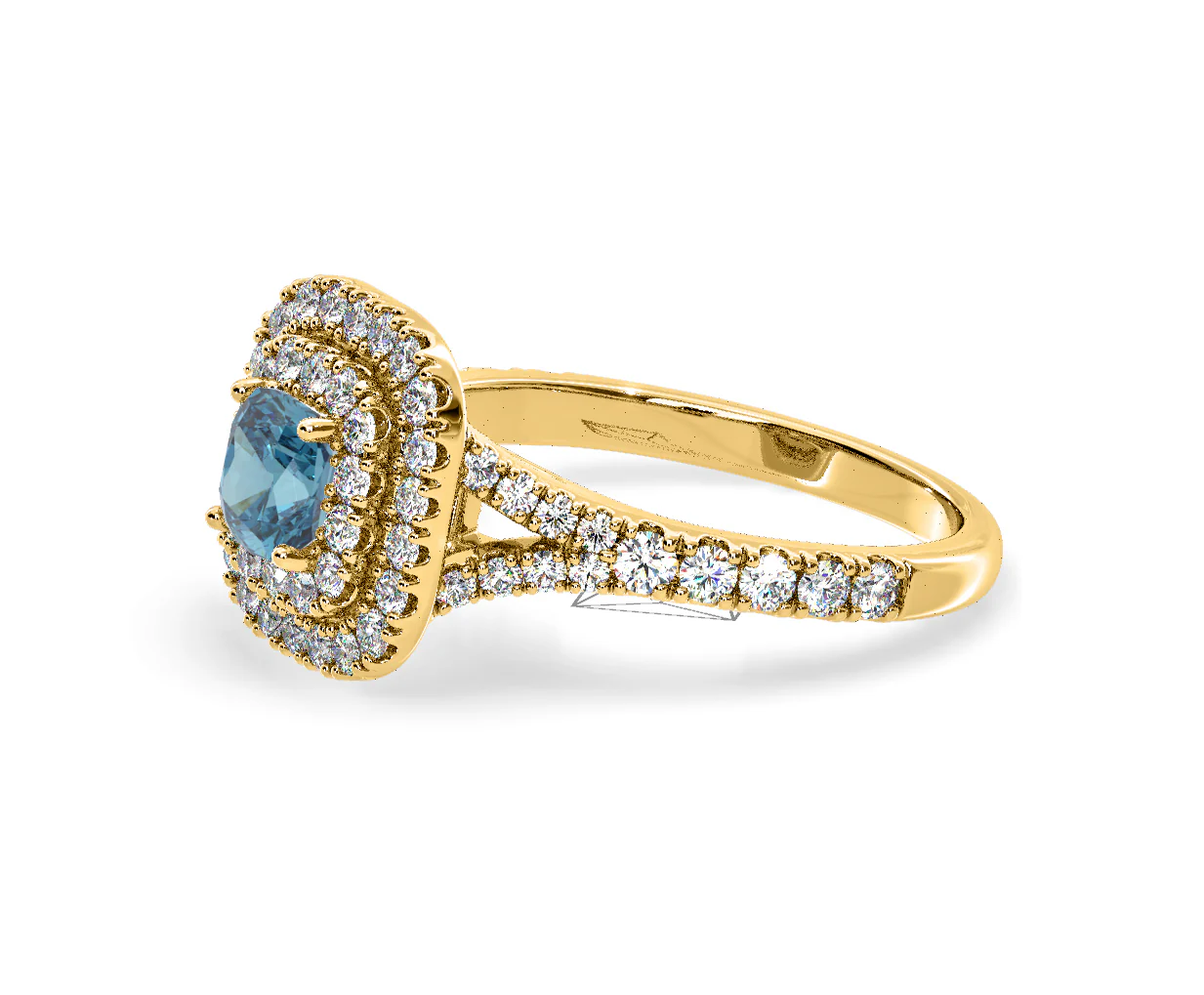 Anastasia Blue Lab Diamond 1.30ct Halo Ring in 18K Yellow Gold - Elara Collection - Image 20
