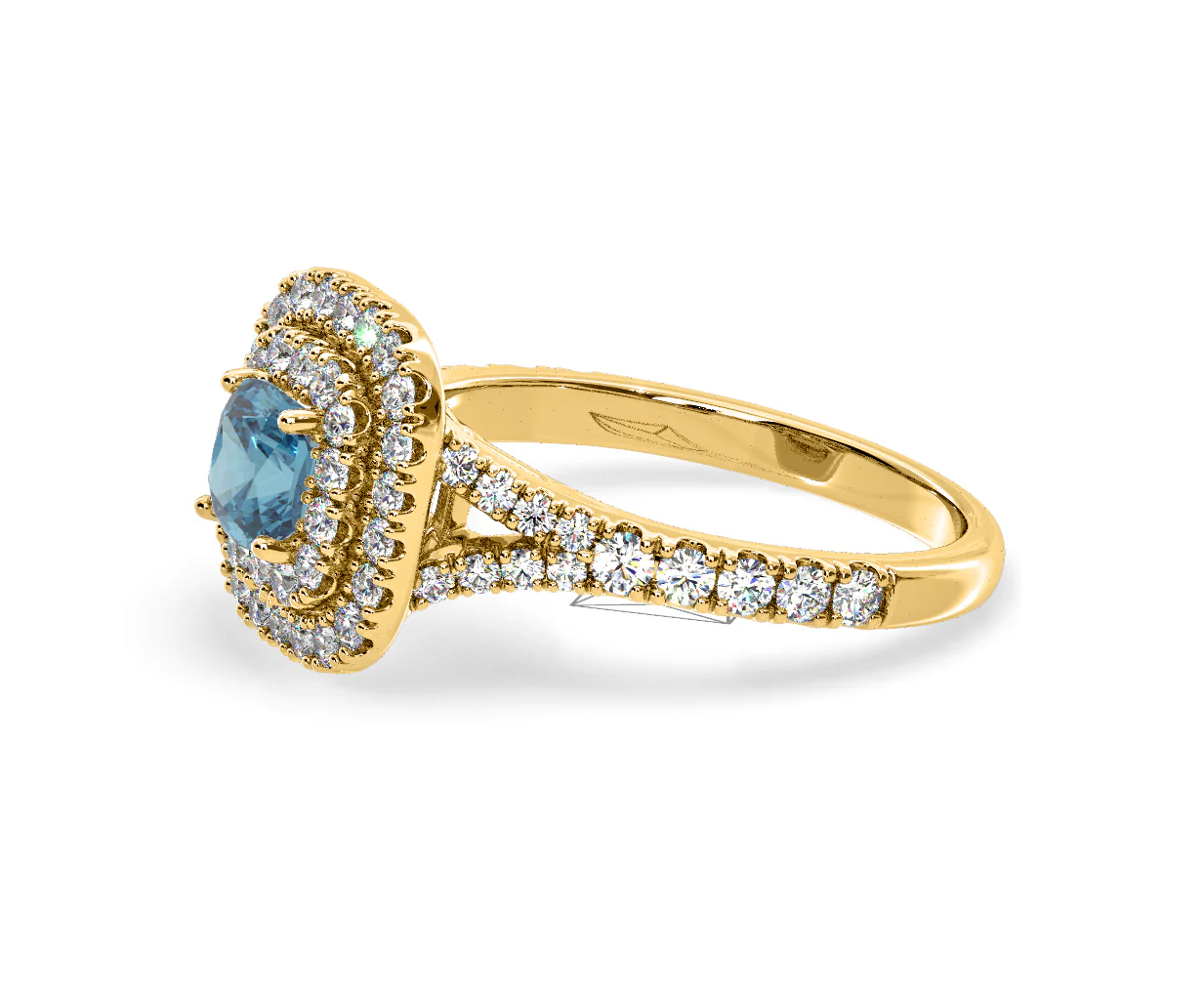 Anastasia Blue Lab Diamond 1.30ct Halo Ring in 18K Yellow Gold - Elara Collection - Image 21