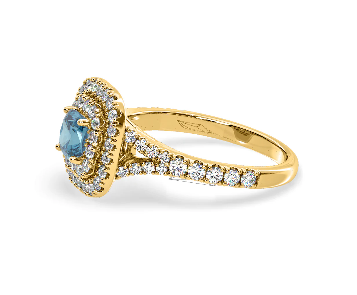 Anastasia Blue Lab Diamond 1.30ct Halo Ring in 18K Yellow Gold - Elara Collection - Image 22