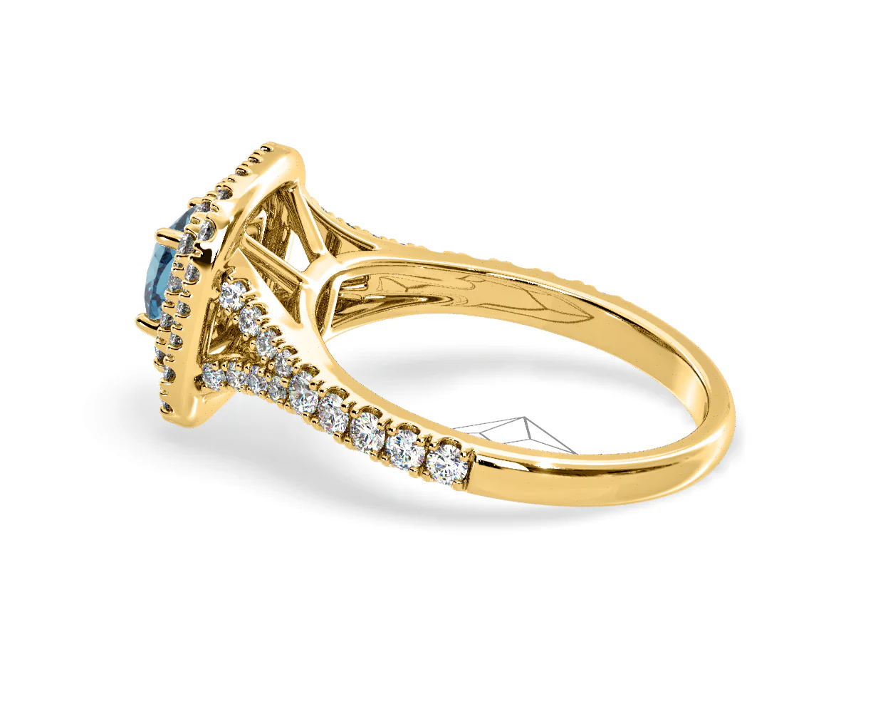 Anastasia Blue Lab Diamond 1.30ct Halo Ring in 18K Yellow Gold - Elara Collection - Image 31