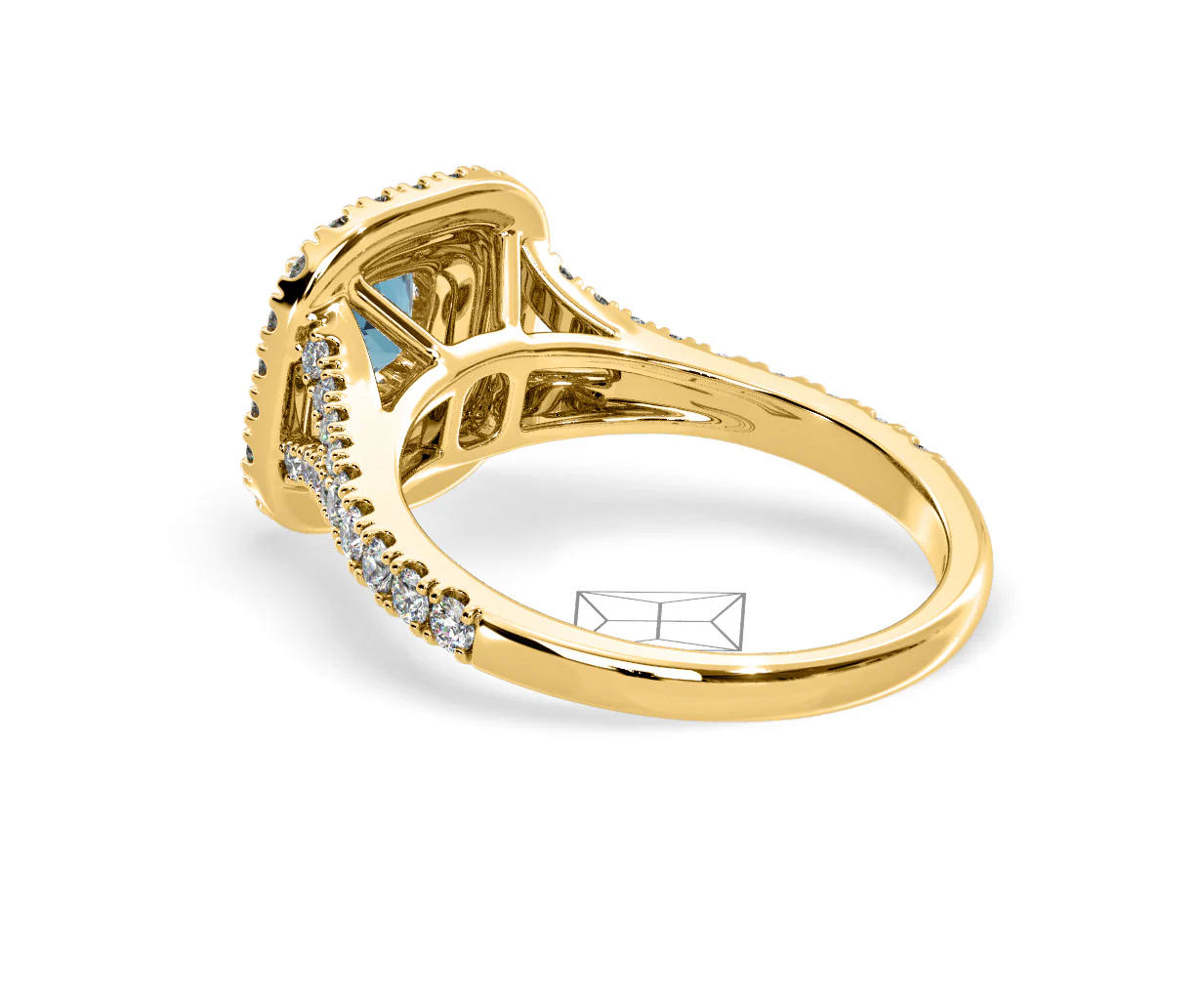 Anastasia Blue Lab Diamond 1.30ct Halo Ring in 18K Yellow Gold - Elara Collection - Image 37