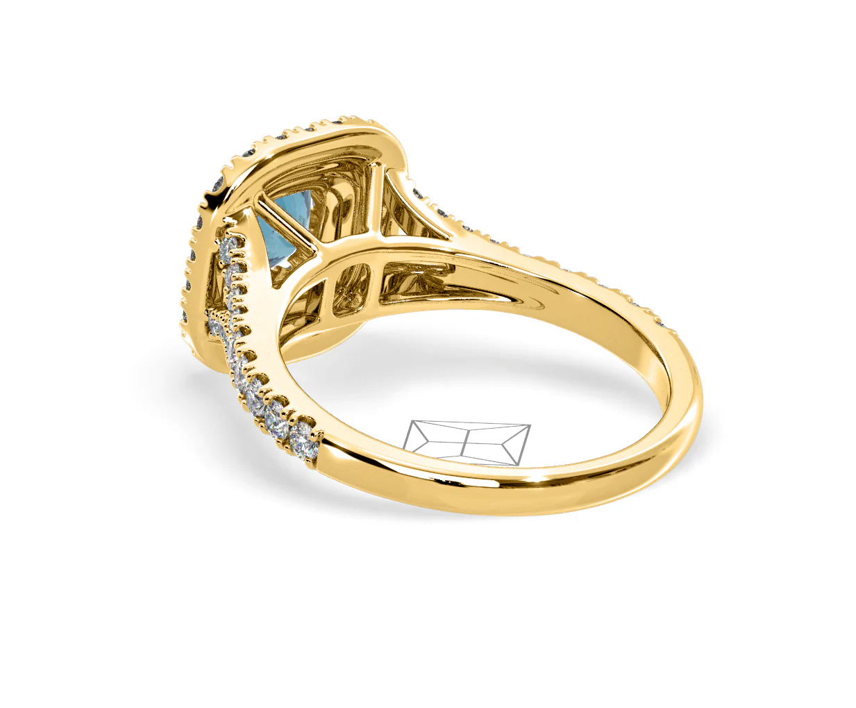 Anastasia Blue Lab Diamond 1.30ct Halo Ring in 18K Yellow Gold - Elara Collection - Image 38