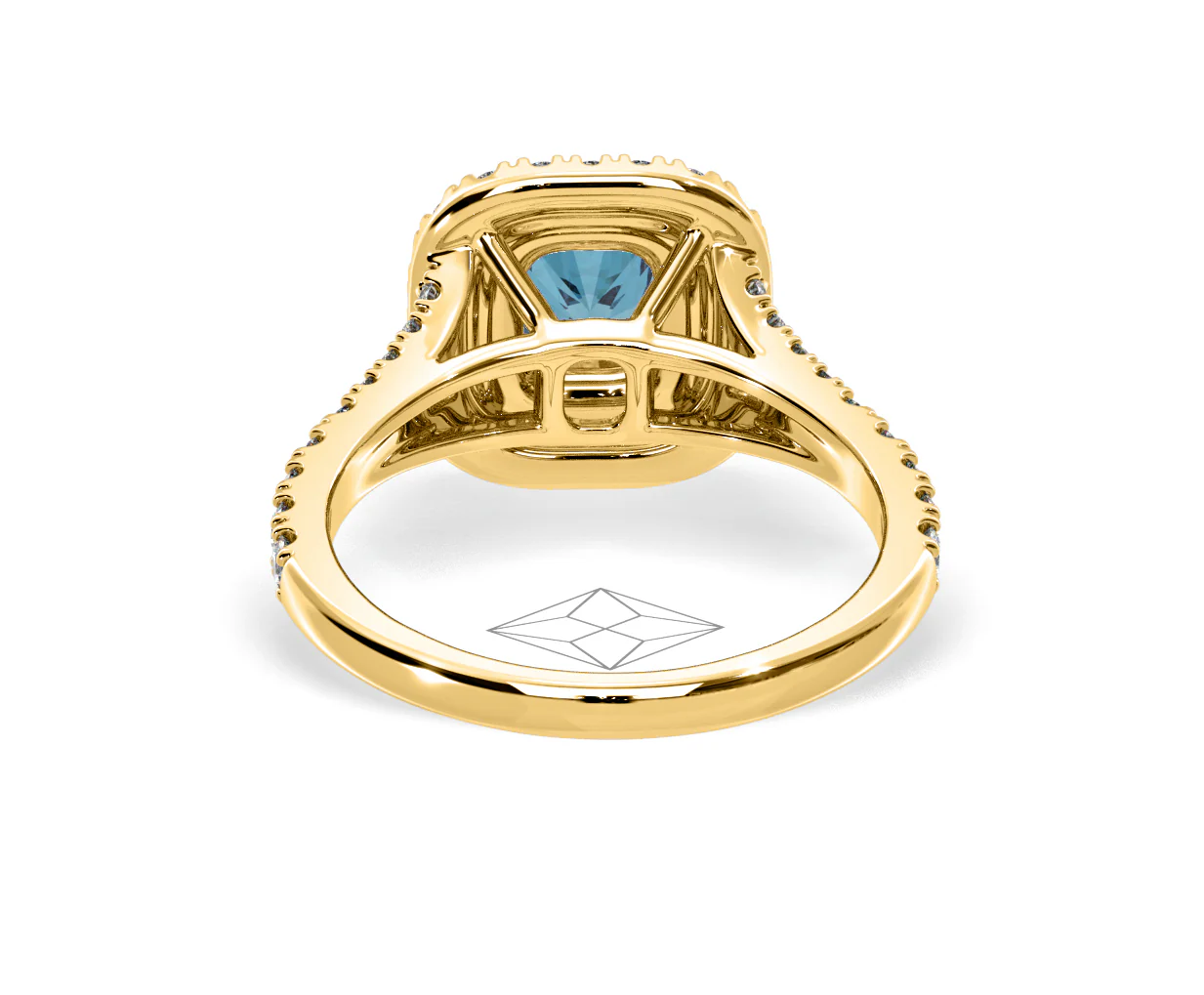 Anastasia Blue Lab Diamond 1.30ct Halo Ring in 18K Yellow Gold - Elara Collection - Image 46