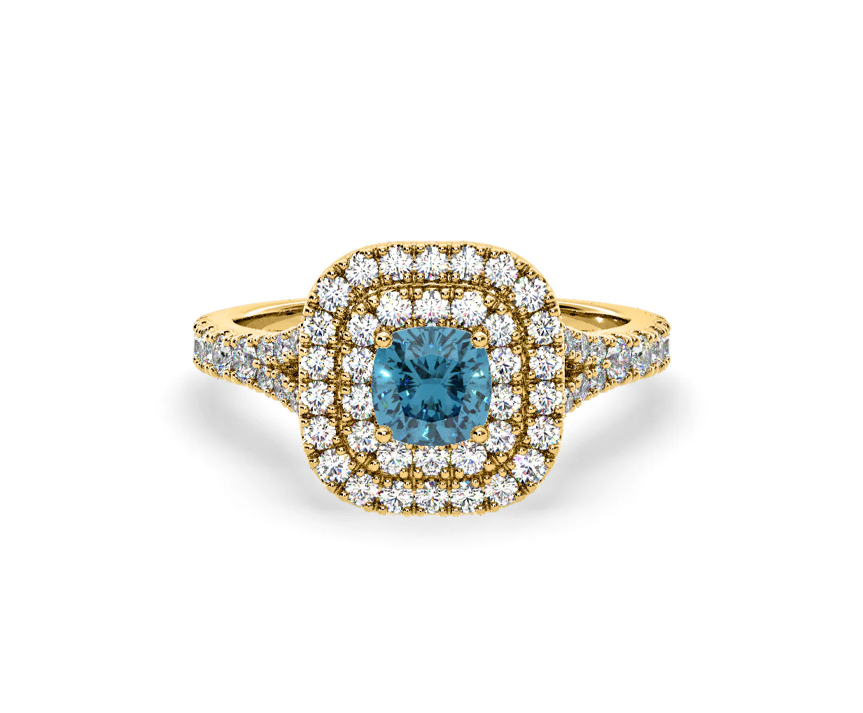 Anastasia Blue Lab Diamond 1.30ct Halo Ring in 18K Yellow Gold - Elara Collection - Image 7