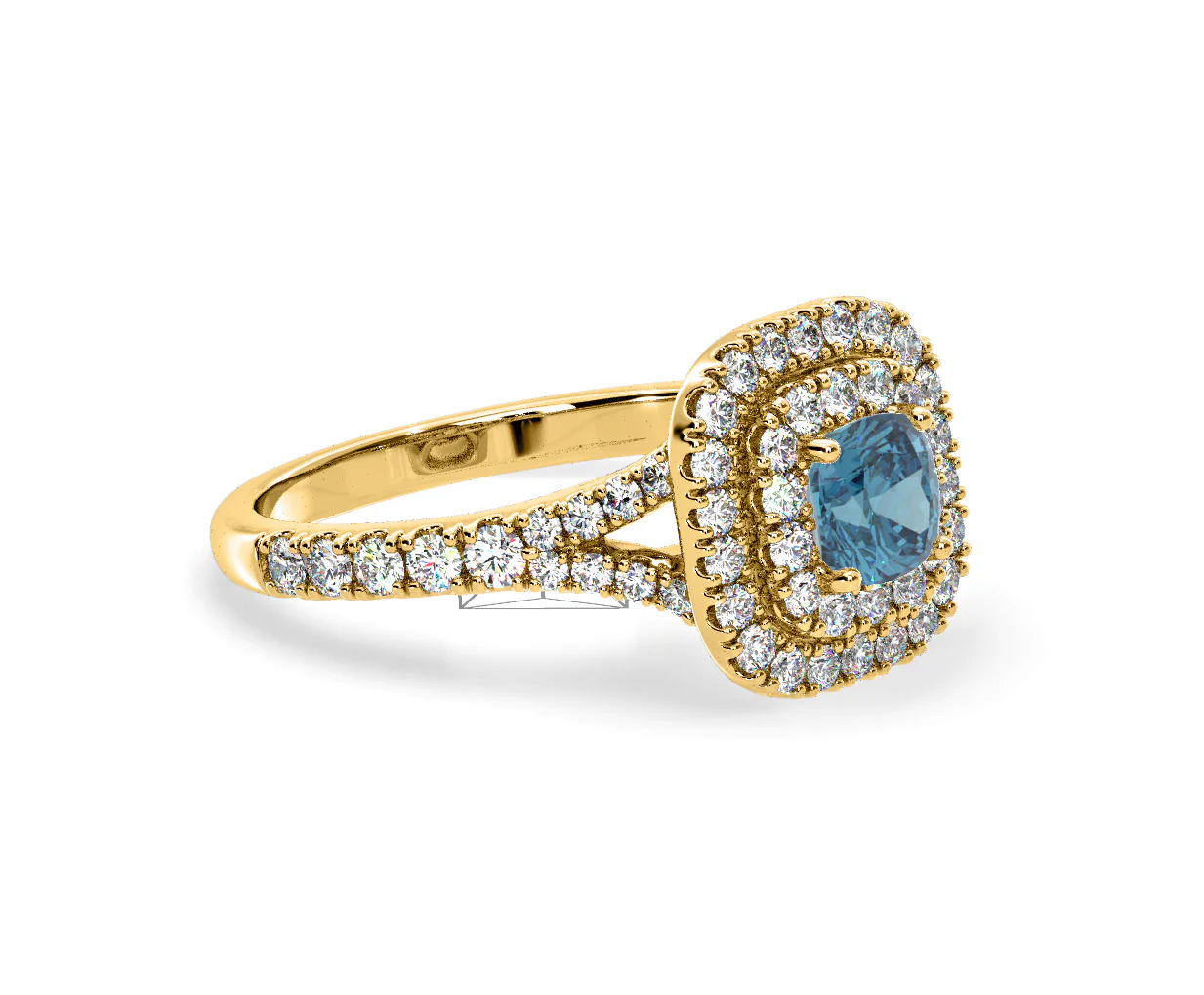 Anastasia Blue Lab Diamond 1.30ct Halo Ring in 18K Yellow Gold - Elara Collection - Image 76