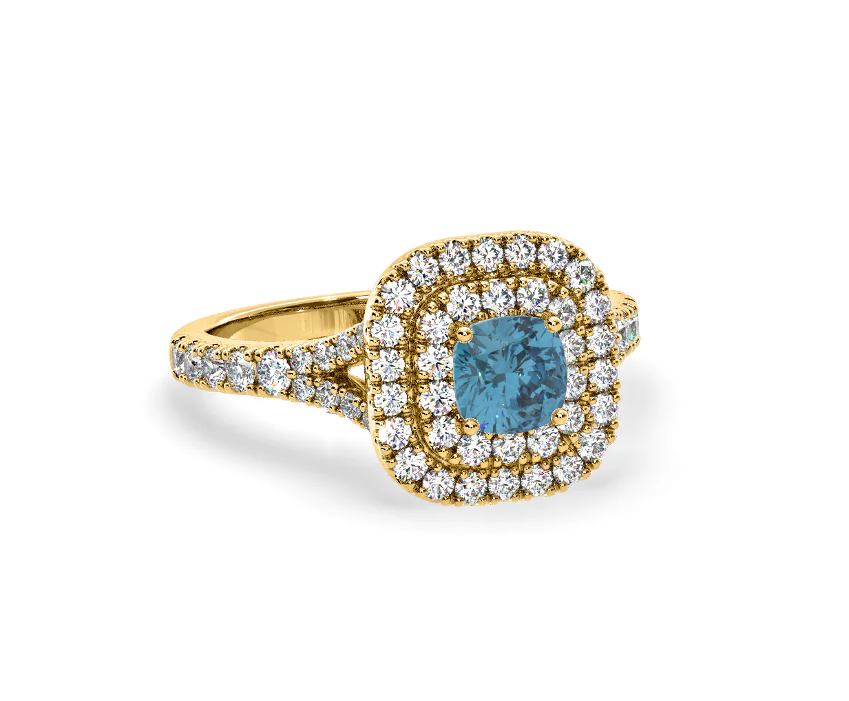 Anastasia Blue Lab Diamond 1.30ct Halo Ring in 18K Yellow Gold - Elara Collection - Image 82