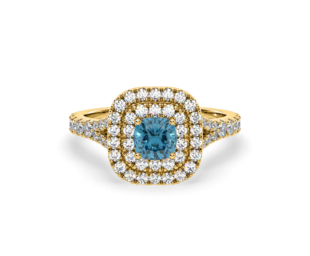 Anastasia Blue Lab Diamond 1.30ct Halo Ring in 18K Yellow Gold - Elara Collection - Image 86