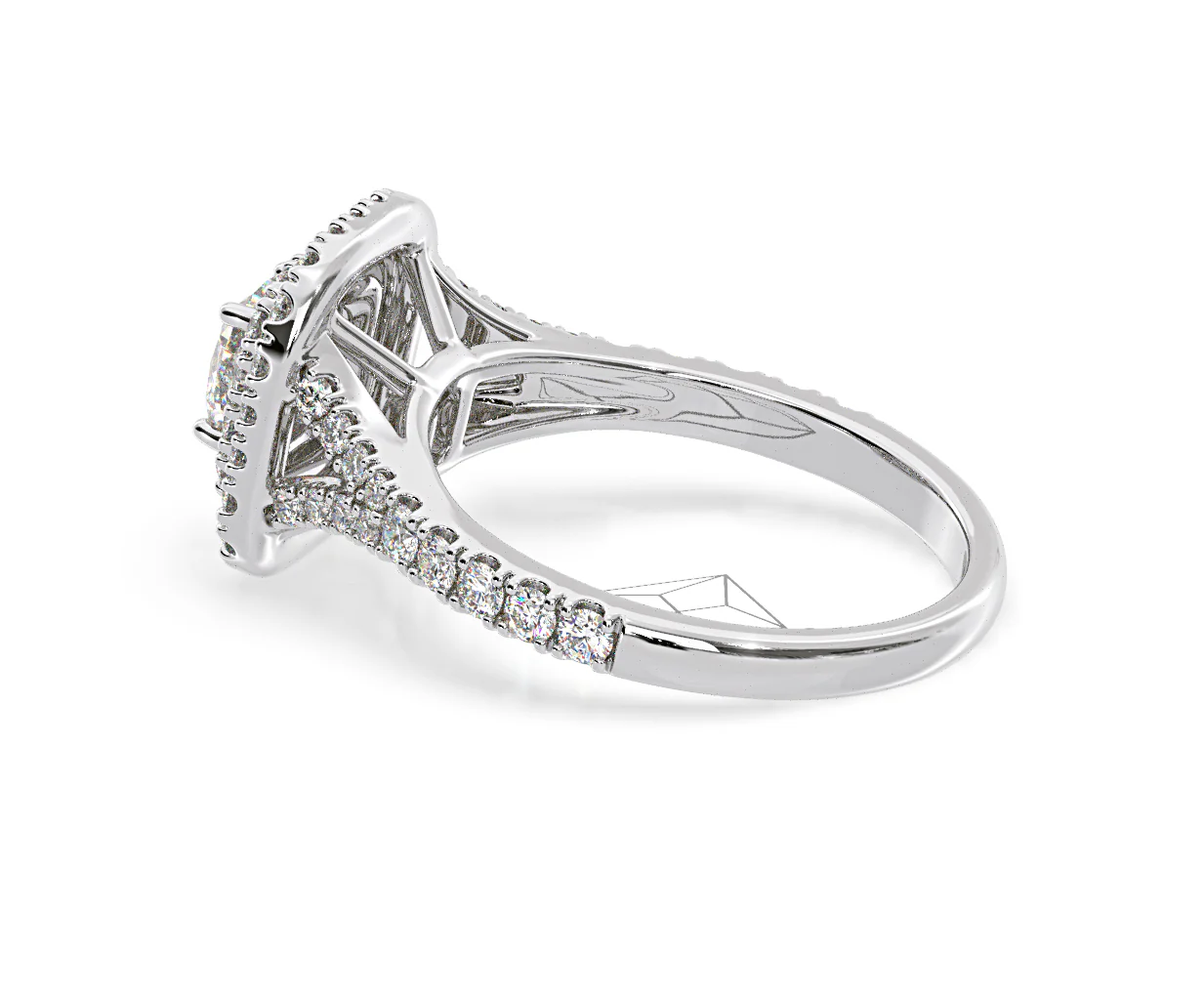 Anastasia Diamond Halo Engagement Ring 18K White Gold 1.30ct G/VS2 - Image 115