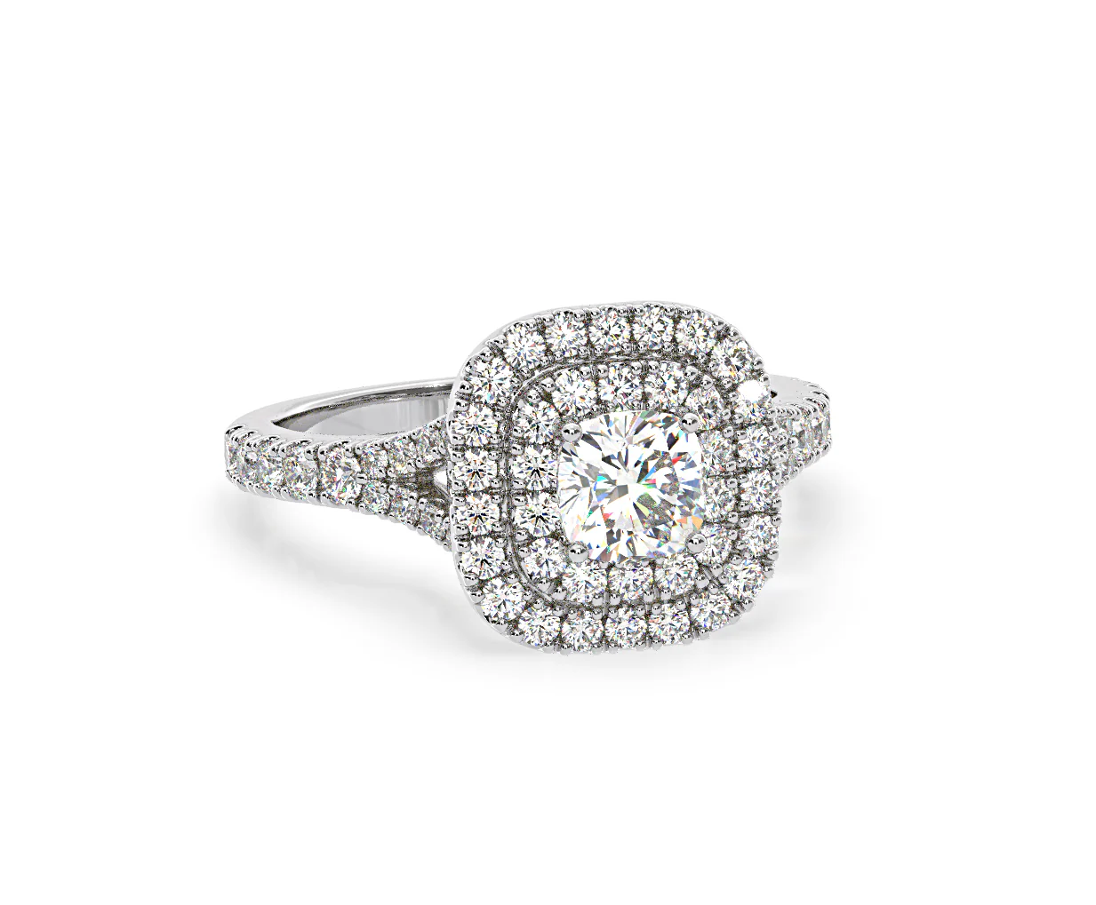 Anastasia Diamond Halo Engagement Ring 18K White Gold 1.30ct G/VS2 - Image 166