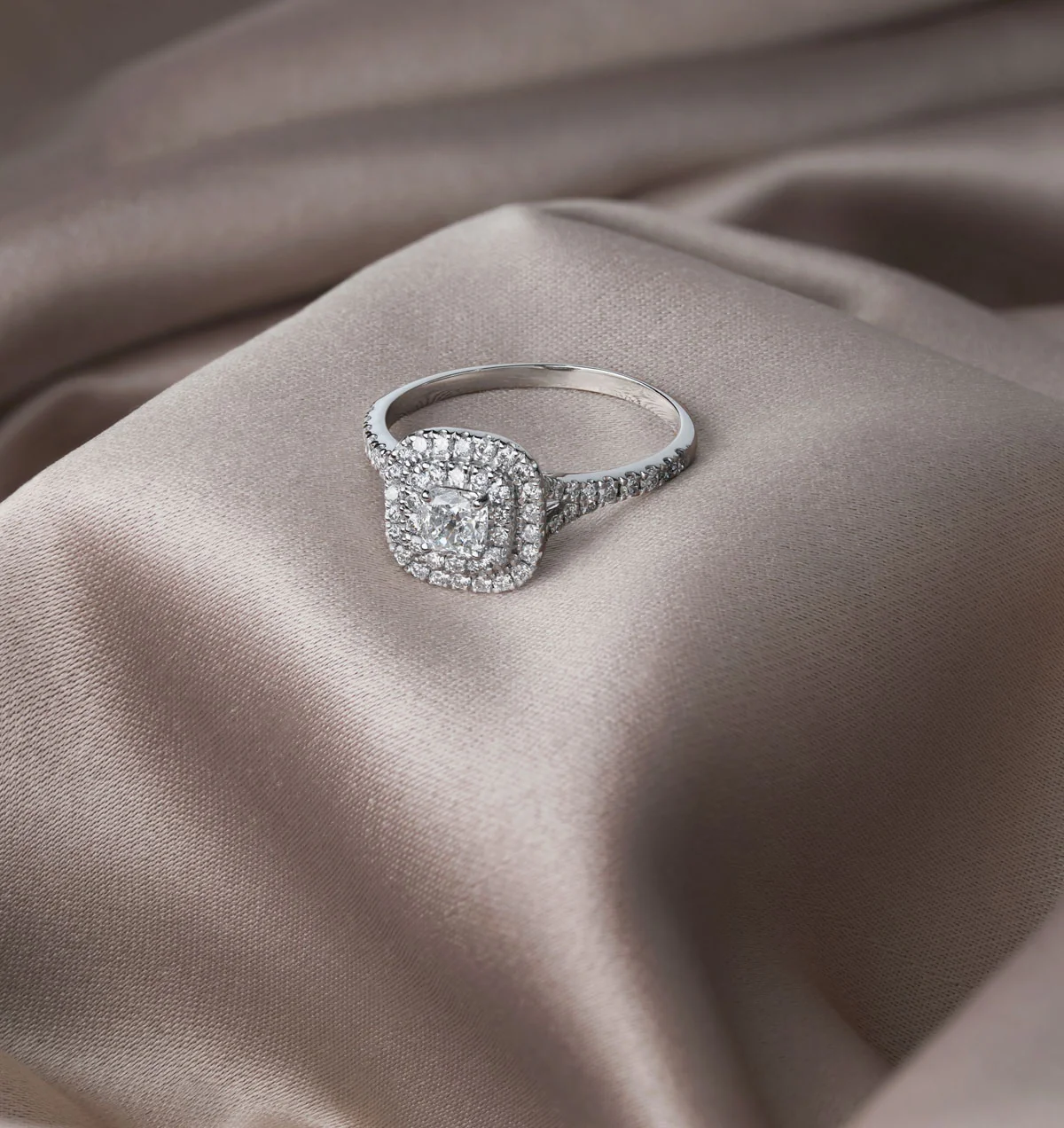 Anastasia Diamond Halo Engagement Ring 18K White Gold 1.30ct G/VS2 - Image 7