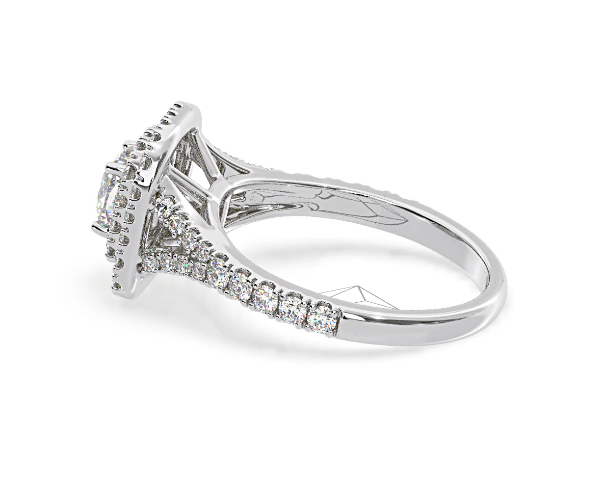 Anastasia Diamond Halo Engagement Ring in Platinum 1.30ct G/SI1 - Image 31