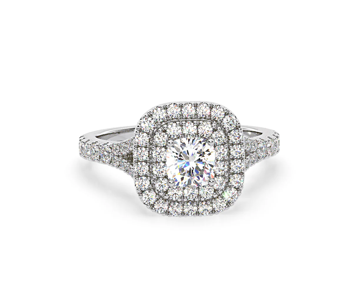 Anastasia Diamond Halo Engagement Ring in Platinum 1.30ct G/SI1 - Image 86