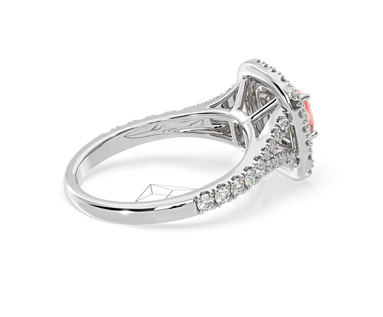 Anastasia Pink Lab Diamond 1.30ct Halo Ring in 18K White Gold - Elara Collection - Image 60