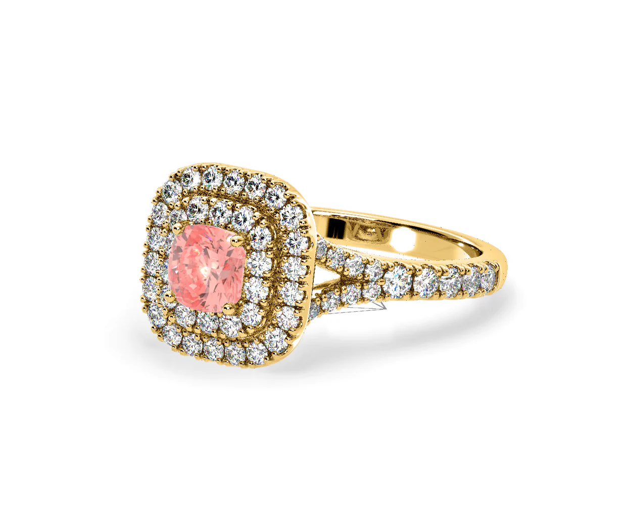 Anastasia Pink Lab Diamond 1.30ct Halo Ring in 18K Yellow Gold - Elara Collection - Image 14