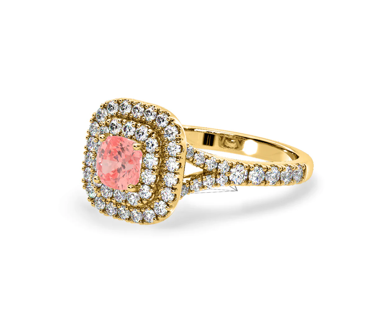 Anastasia Pink Lab Diamond 1.30ct Halo Ring in 18K Yellow Gold - Elara Collection - Image 15