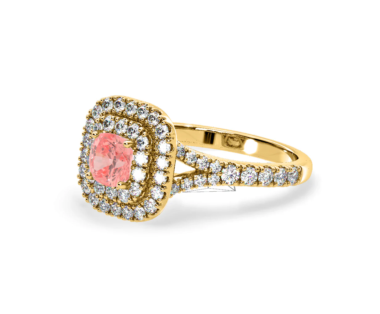 Anastasia Pink Lab Diamond 1.30ct Halo Ring in 18K Yellow Gold - Elara Collection - Image 16