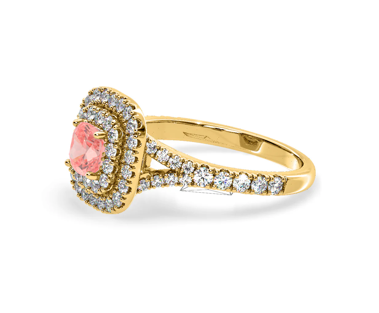 Anastasia Pink Lab Diamond 1.30ct Halo Ring in 18K Yellow Gold - Elara Collection - Image 20