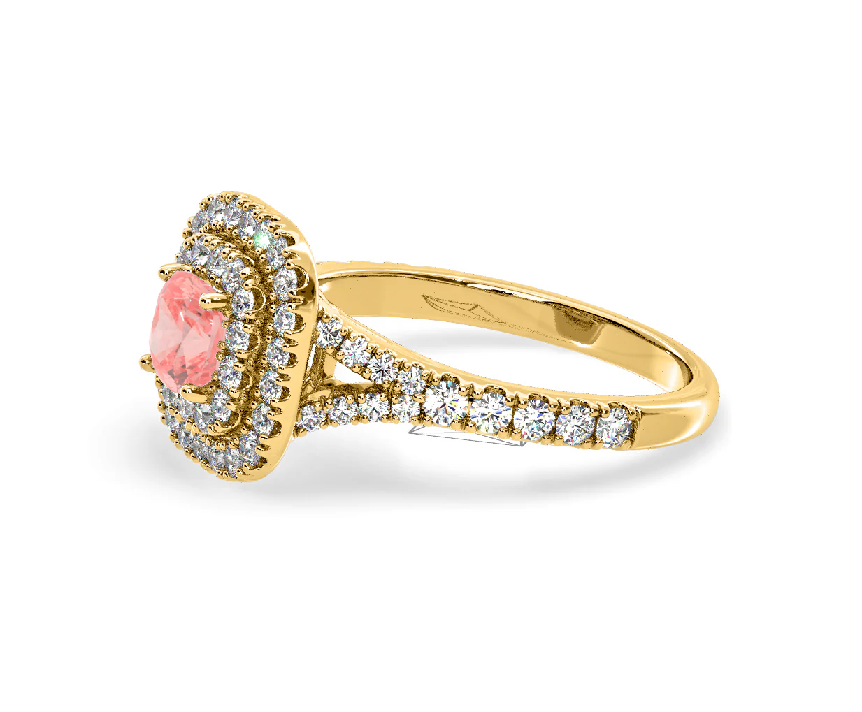 Anastasia Pink Lab Diamond 1.30ct Halo Ring in 18K Yellow Gold - Elara Collection - Image 21