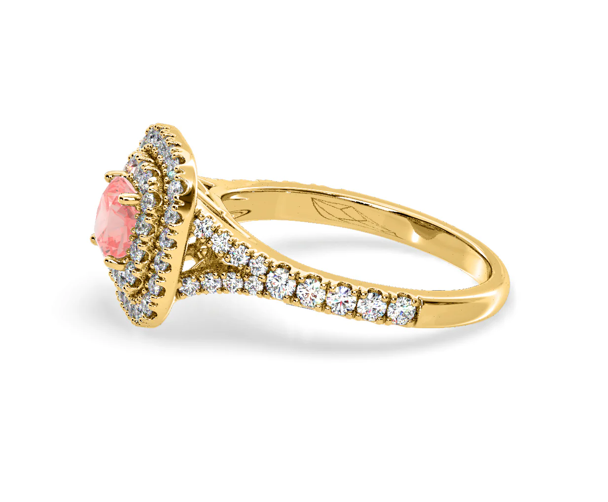 Anastasia Pink Lab Diamond 1.30ct Halo Ring in 18K Yellow Gold - Elara Collection - Image 24