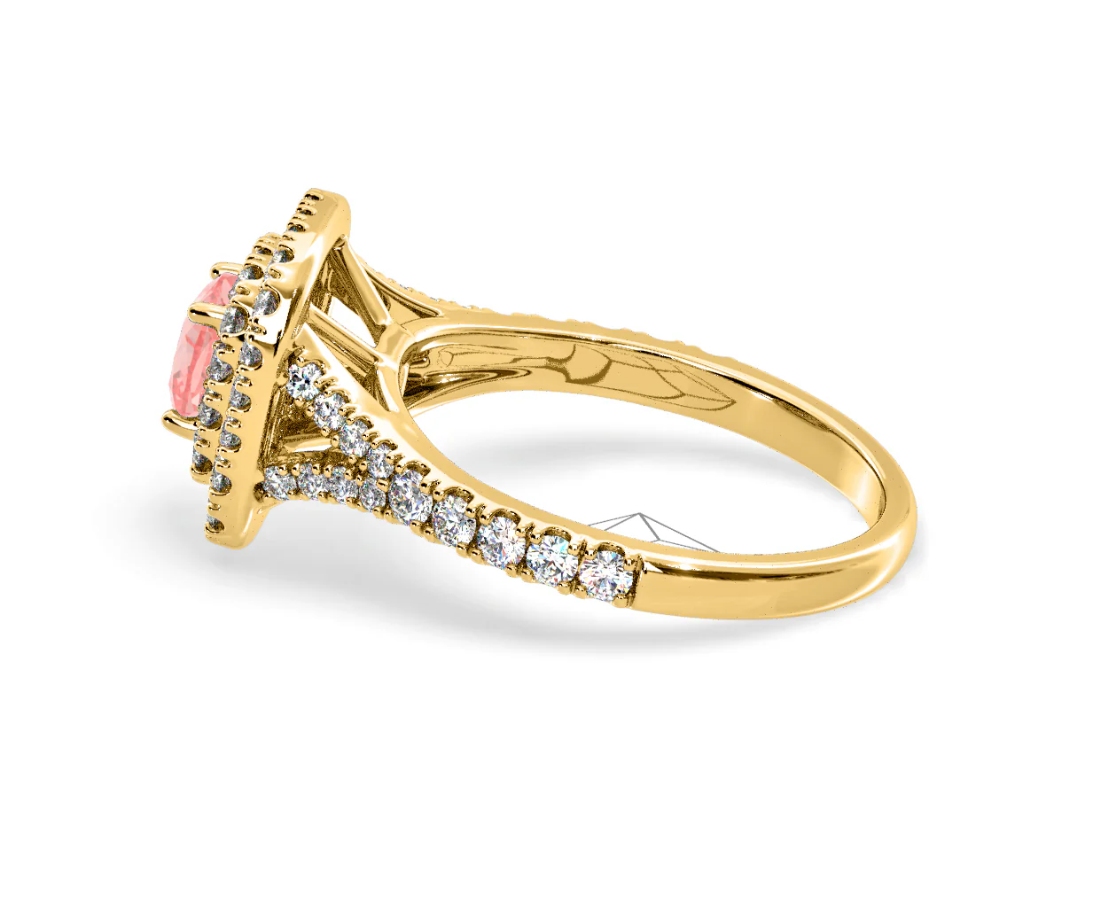 Anastasia Pink Lab Diamond 1.30ct Halo Ring in 18K Yellow Gold - Elara Collection - Image 29