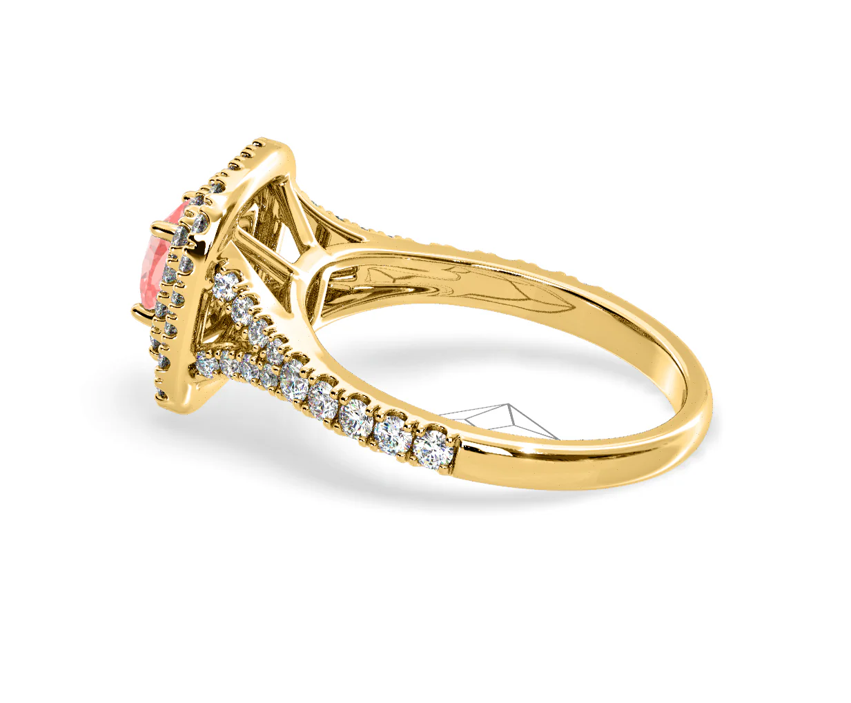 Anastasia Pink Lab Diamond 1.30ct Halo Ring in 18K Yellow Gold - Elara Collection - Image 31