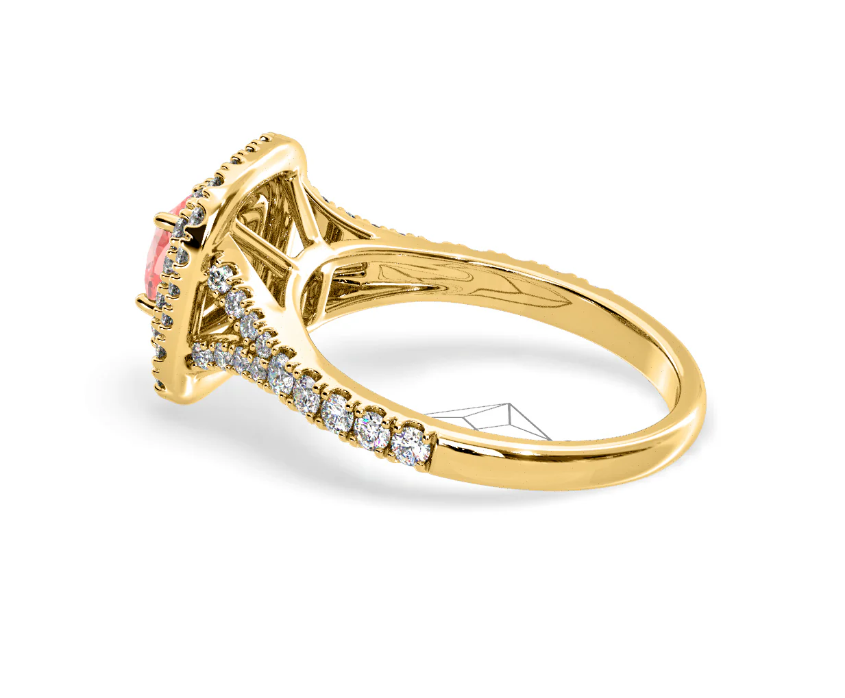 Anastasia Pink Lab Diamond 1.30ct Halo Ring in 18K Yellow Gold - Elara Collection - Image 32