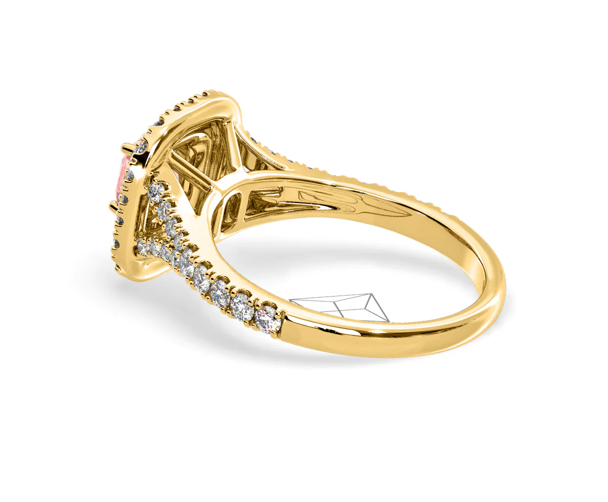 Anastasia Pink Lab Diamond 1.30ct Halo Ring in 18K Yellow Gold - Elara Collection - Image 34