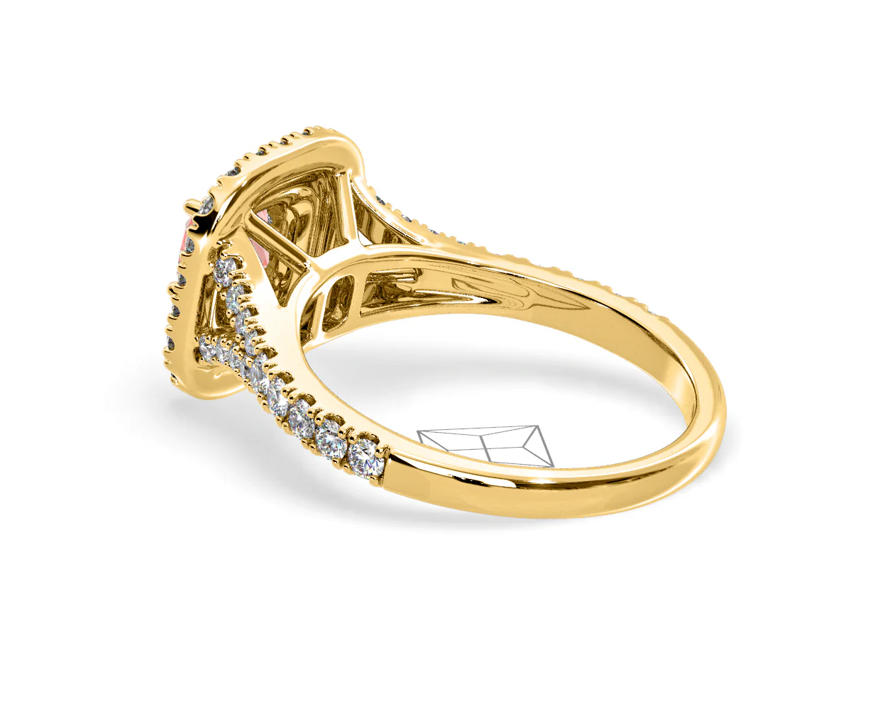 Anastasia Pink Lab Diamond 1.30ct Halo Ring in 18K Yellow Gold - Elara Collection - Image 35