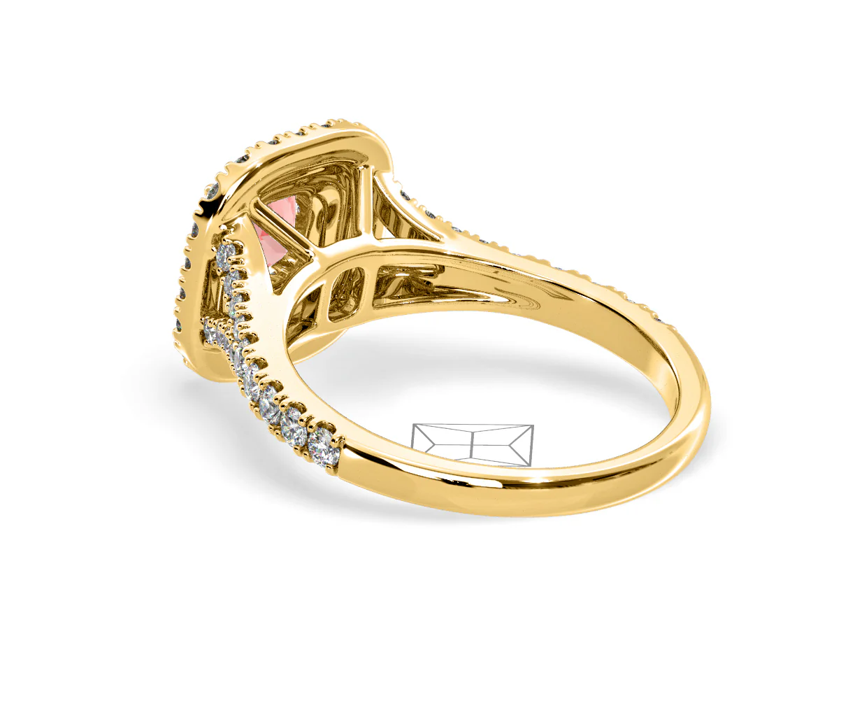 Anastasia Pink Lab Diamond 1.30ct Halo Ring in 18K Yellow Gold - Elara Collection - Image 37